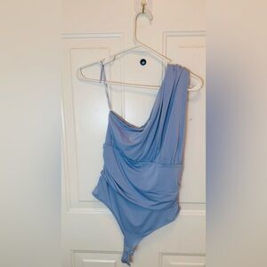 Express Light Blue One-Shoulder Bodysuit